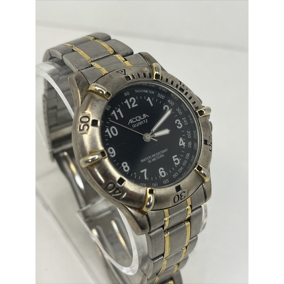Acqua Men's Quartz Watch 40mm Case Two Tone Band- New Battery - Picture 2 of 8